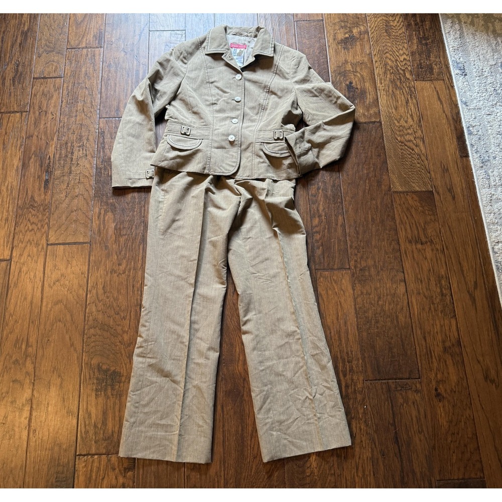 apriori Pantsuit Womens 8 / 10 Brown Linen Blend Blazer Trouser Set Career Suit